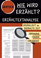 Vorschau - Arbeitsblätter - Erzähltextanalyse: WIE wird erzählt? | Erzähltempo (Ordnung, Dauer, Frequenz) - Deckblatt
