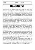 Vorschau - Arbeitsblätter - Haustiere - 6 Fragen zum Text - KOSTENLOS - Seite 1