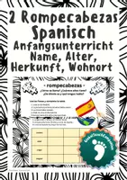 Vorschau - Arbeitsblätter - 2 Rompecabezas, Logicals - Spanisch Anfangsunterricht, Name, Alter, Herkunft, Wohnort - Deckblatt