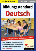 Vorschau - Arbeitsblätter - Bildungsstandard Deutsch Klasse 8 | 31 Tests, Grammatik, Rechtschreibung, Satzglieder, Aktiv Passiv, Konjunktiv, Wortarten, Lesen, Schreiben | Lernzielkontrolle Lösungen - Deckblatt