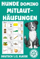 Vorschau - Spiele - Hunde Domino zu Mitlauthäufungen Lesen Deutsch 1.Klasse, 2.Klasse - Deckblatt