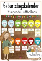 Vorschau - Mal- und Bastelvorlagen - Luftballon Kalender - Geburtstage - Deckblatt