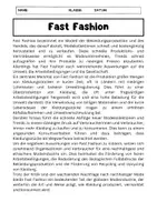 Vorschau - Arbeitsblätter - Fast Fashion - 6 Fragen zum Text - Seite 1