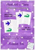 Vorschau - Mal- und Bastelvorlagen - Pixel-Art - Tiere - Kästchen ausmalen - Deckblatt