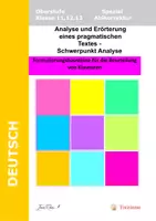 Vorschau - Klassenarbeiten - Formulierungsbausteine Analyse und Erörterung eines pragmatischen Textes - Deckblatt