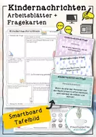 Vorschau - Arbeitsblätter - Kindernachrichten Arbeitsblatt, Fragekarten, Smartboard Folien - Deckblatt
