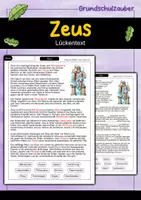 Vorschau - Arbeitsblätter - Lückentext Zeus - Griechische Götter - Deckblatt