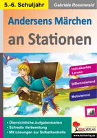 Vorschau - Arbeitsblätter - Andersens Märchen an Stationen Klasse 5-6 | Kleine Meerjungfrau, Schneekönigin, Däumelinchen, Märchenmerkmale, Textarbeit | Deutsch Sekundarstufe I Klasse 5-6 Lösungen - Deckblatt
