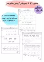 Vorschau - Anderer Materialtyp - Lesehausaufgaben 1. Klasse dreifach differenziert - Deckblatt