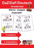 Vorschau - Arbeitsblätter - Feuerwehr Wörter stemplen - DaZ/DaF, Deutsch (Grundschule) - Deckblatt