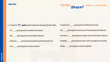 Aperçu - Préparation de séance / Séance complète - Verbo Gustar (I) - Infographie en espagnol - Page 3