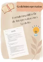 Vorschau - Arbeitsblätter - Formulierungshilfen Gedichtinterpretation (Lyrik) + Word-Datei - Deckblatt