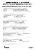 Aperçu - Feuilles d'exercices - GERUND OR INFINITIVE? – Chart & Worksheet (30 Sentences) - Page 1