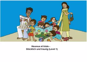 Vorschau - Stationenlernen - Heureux et triste /Französisch,Bildgeschichte/Tafelbilder/Vertretung - Deckblatt