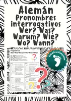 Vista previa - Hojas de trabajo - Alemán - Pronombres interrogativos - Wer? Was? Warum? Wie? Wo? Wann? - Portada