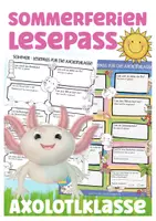 Vorschau - Arbeitsblätter - Axolotlklasse Klassentier Axolotl Sommerferien Lesepass - Deckblatt