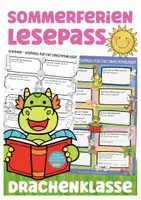 Vorschau - Arbeitsblätter - Drachenklasse Klassentier Drache Sommerferien Lesepass - Deckblatt