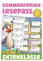 Vorschau - Arbeitsblätter - Entenklasse Sommerferien Lesepass Klassentier Ente - Deckblatt