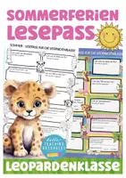 Vorschau - Arbeitsblätter - Leopardenklasse Klassentier Leopard Sommerferien Lesepass - Deckblatt