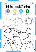 Vorschau - Arbeitsblätter - Malen nach Zahlen bis VIER (4) 🚀🎨 - Deckblatt