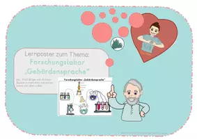 Vorschau - Fördermaterial/Inklusion - Forschungslabor "Gebärdensprache" und Maskottchen Stokoe - Deckblatt