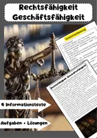 Vorschau - Arbeitsblätter - Rechtsfähigkeit und Geschäftsfähigkeit - Aufgaben + Lösung - Deckblatt