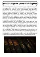 Vorschau - Arbeitsblätter - Rechtsfähigkeit und Geschäftsfähigkeit - Aufgaben + Lösung - Seite 1