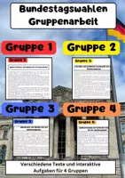 Vorschau - Stundenentwürfe - Bundestagswahlen Gruppenarbeit - Parteien und Funktion - 4 Texte je Gruppe - Deckblatt