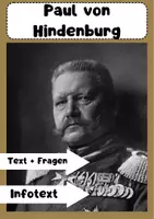 Vorschau - Arbeitsblätter - Paul von Hindenburg - 6 Fragen zum Text - Deckblatt