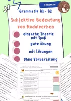 Vorschau - Arbeitsblätter - Subjektive Bedeutung von Modalverben - Theorie & Übung B2 - Deckblatt