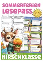 Vorschau - Arbeitsblätter - Hirschklasse Sommerferien Lesepass Klassentier Hirsch - Deckblatt
