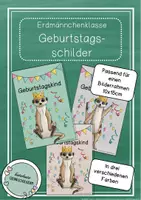 Vorschau - Bildkarten - Erdmännchenklasse - Geburtstagsschilder / Geburtstagsaufsteller - Deckblatt