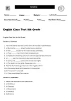 Vorschau - Arbeitsblätter - English Class Test 9th Grade - Englisch Klassenarbeit 9. klasse - Deckblatt