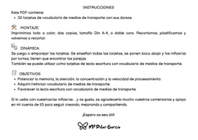 Vista previa - Juegos / Gamificación - RECUERDA MEDIOS DE TRANSPORTE - MEMORIA - VOCABULARIO - LECTOESCRITURA - página 2