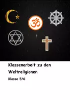 Vorschau - Klassenarbeiten - Klassenarbeit WuN Weltreligionen mit Lösungen Klasse 5/6 - Deckblatt