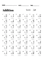 Aperçu - Tests - Free Math Addition and Subtraction Worksheets Within20-1st Grade Math Facts - Page 3