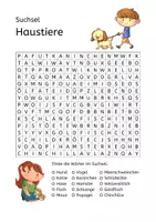 Vorschau - Arbeitsblätter - Suchsel Haustiere / Buchstabengitter (differenziert) - Deckblatt