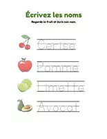 Aperçu - Feuilles d'exercices - 🍎 Aventures fruitées : reconnaître et écrire les fruits 🍍 - Page 2