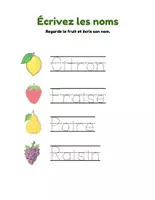 Aperçu - Feuilles d'exercices - 🍎 Aventures fruitées : reconnaître et écrire les fruits 🍍 - Page 3