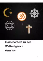 Vorschau - Klassenarbeiten - Differenzierte Klassenarbeit zu den Weltreligionen mit Lösungen - Deckblatt