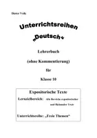 Vorschau - Stundenentwürfe - Freie Themen - Klasse 10 (Unterrichtsreihe Deutsch) - Seite 1