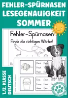 Vorschau - Arbeitsblätter - Fehler-Spürnasen Sommer Lies genau Lesegenauigkeit Deutsch 1.Klasse 2.Klasse - Deckblatt