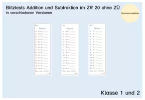 Vorschau - Test - Materialpaket Blitztests Zahlenraum 20 - Deckblatt