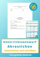 Vorschau - Stundenentwürfe - Unterrichtsentwurf Akrostichon mit Material - Deckblatt