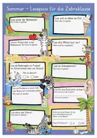 Vorschau - Arbeitsblätter - Zebraklasse Sommerferien Lesepass Klassentier Zebra - Seite 1
