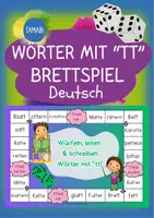 Vorschau - Spiele - Brettspiel Deutsch: Rechtschreibung Doppelter Mitlaut Spiel | Doppelkonsonant tt - Unterricht, Förderstunde & Legasthenietraining - Deckblatt