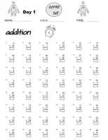Aperçu - Feuilles d'exercices - Addition and Subtraction Worksheets, 100 days of practice tests, 2nd Grade Math - Page 1