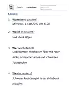 Vorschau - Arbeitsblätter - Bericht schreiben Klasse 6 / Polizeibericht Banküberfall - Seite 2