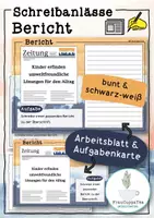 Vorschau - Arbeitsblätter - Bericht schreiben - Schreibanlässe mit Überschriften (Tafelbilder & Arbeitsblätter) - Deckblatt
