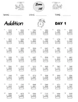 Aperçu - Feuilles d'exercices - Addition and Subtraction Worksheets, 100 days of practice tests,4&5th Grade Math - Page 1